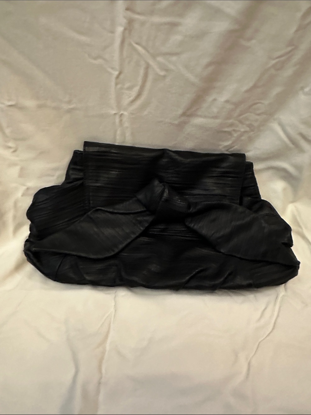 Vince Camuto Elegant Black Leather Knot Large Clutch - Women Bags